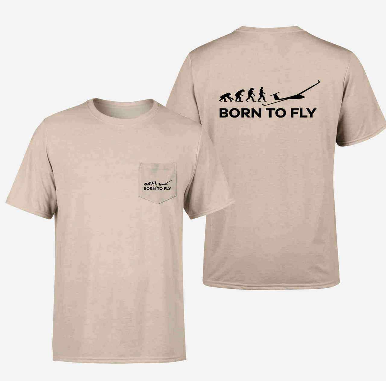 Born To Fly Glider Designed Pocket T-Shirts