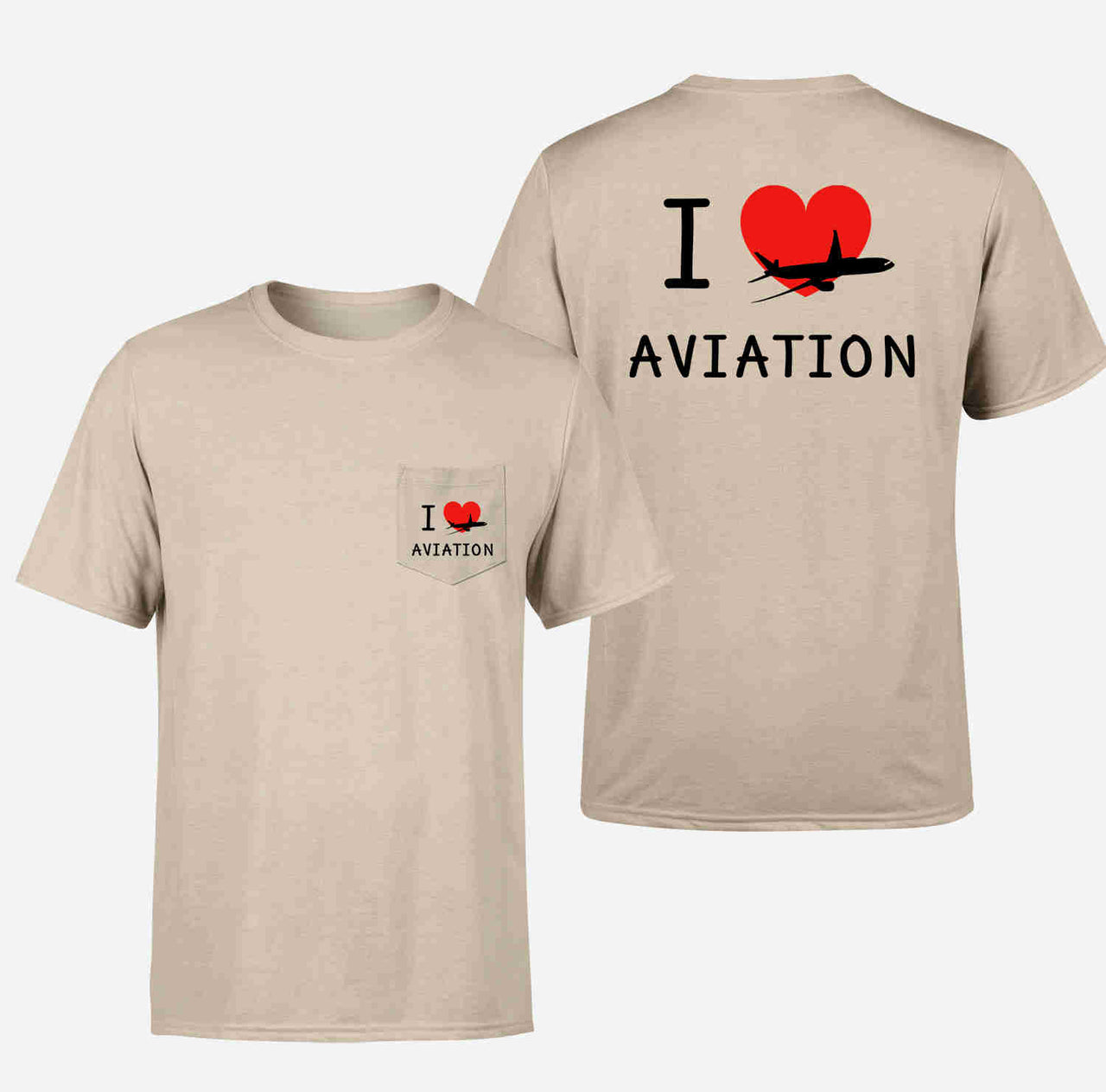 I Love Aviation Designed Pocket T-Shirts