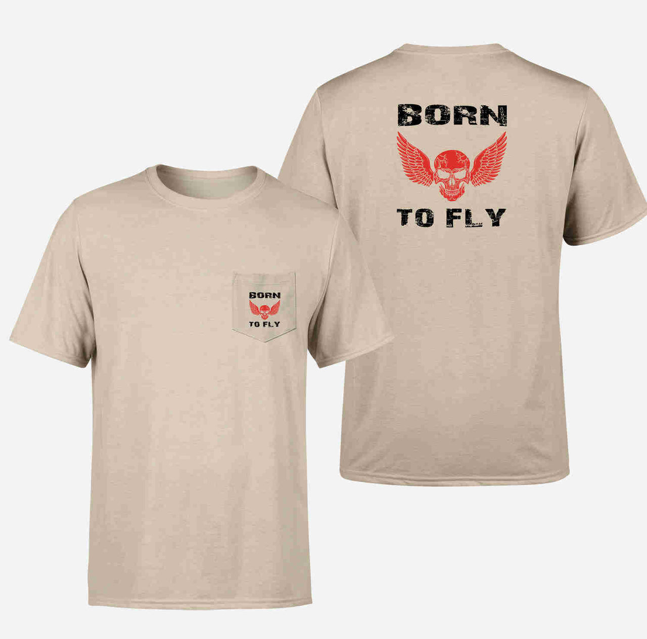 Born To Fly SKELETON Designed Pocket T-Shirts