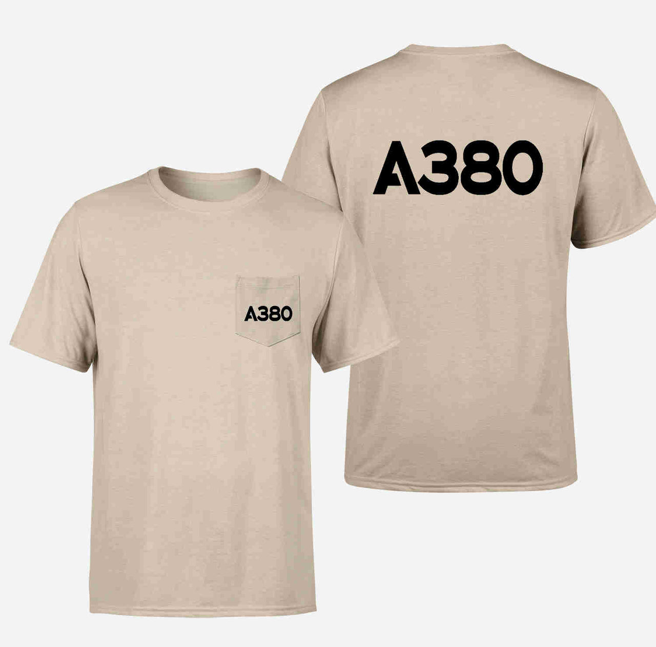 A380 Flat Text Designed Pocket T-Shirts