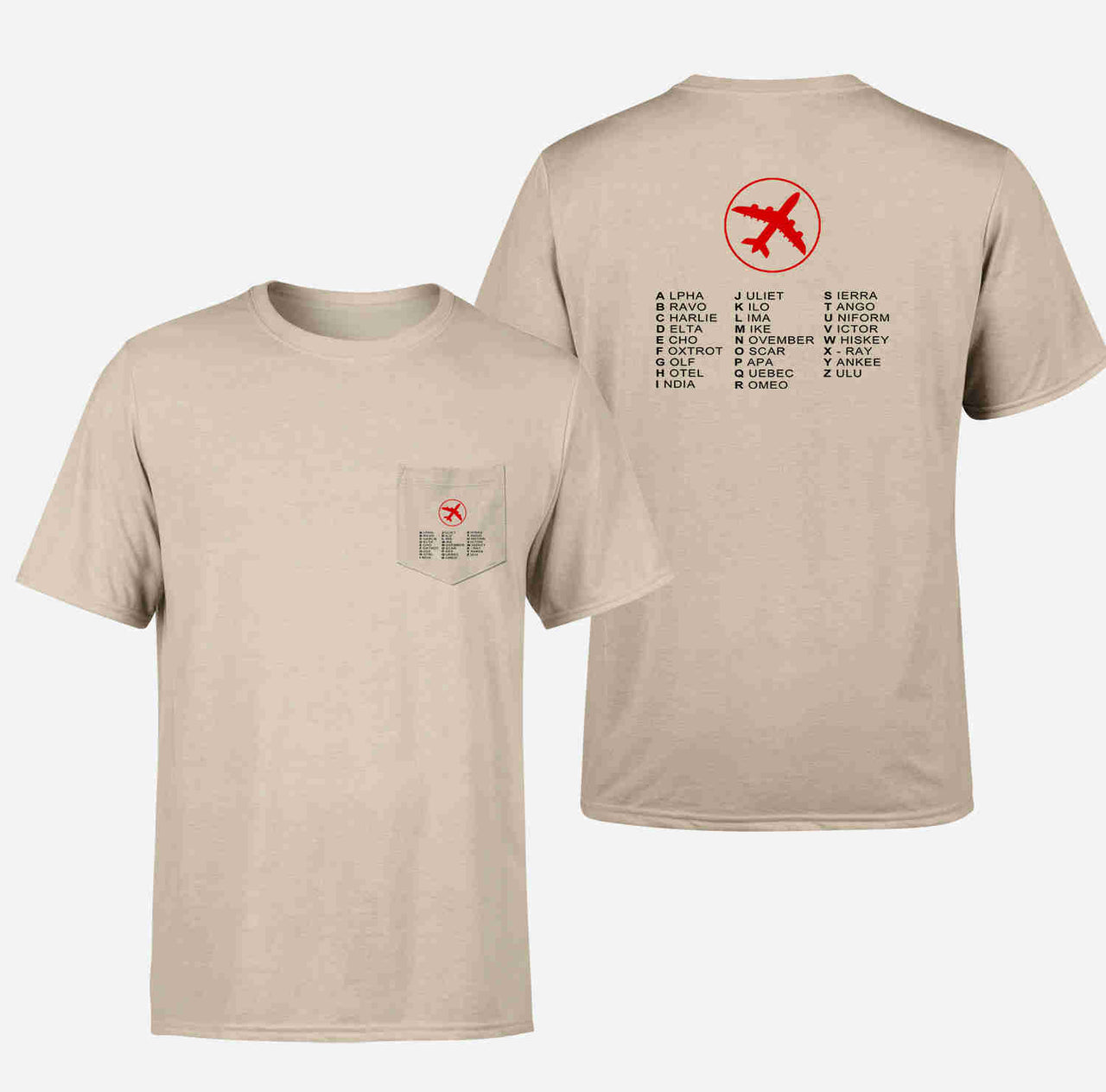 Aviation Alphabet 2 Designed Pocket T-Shirts