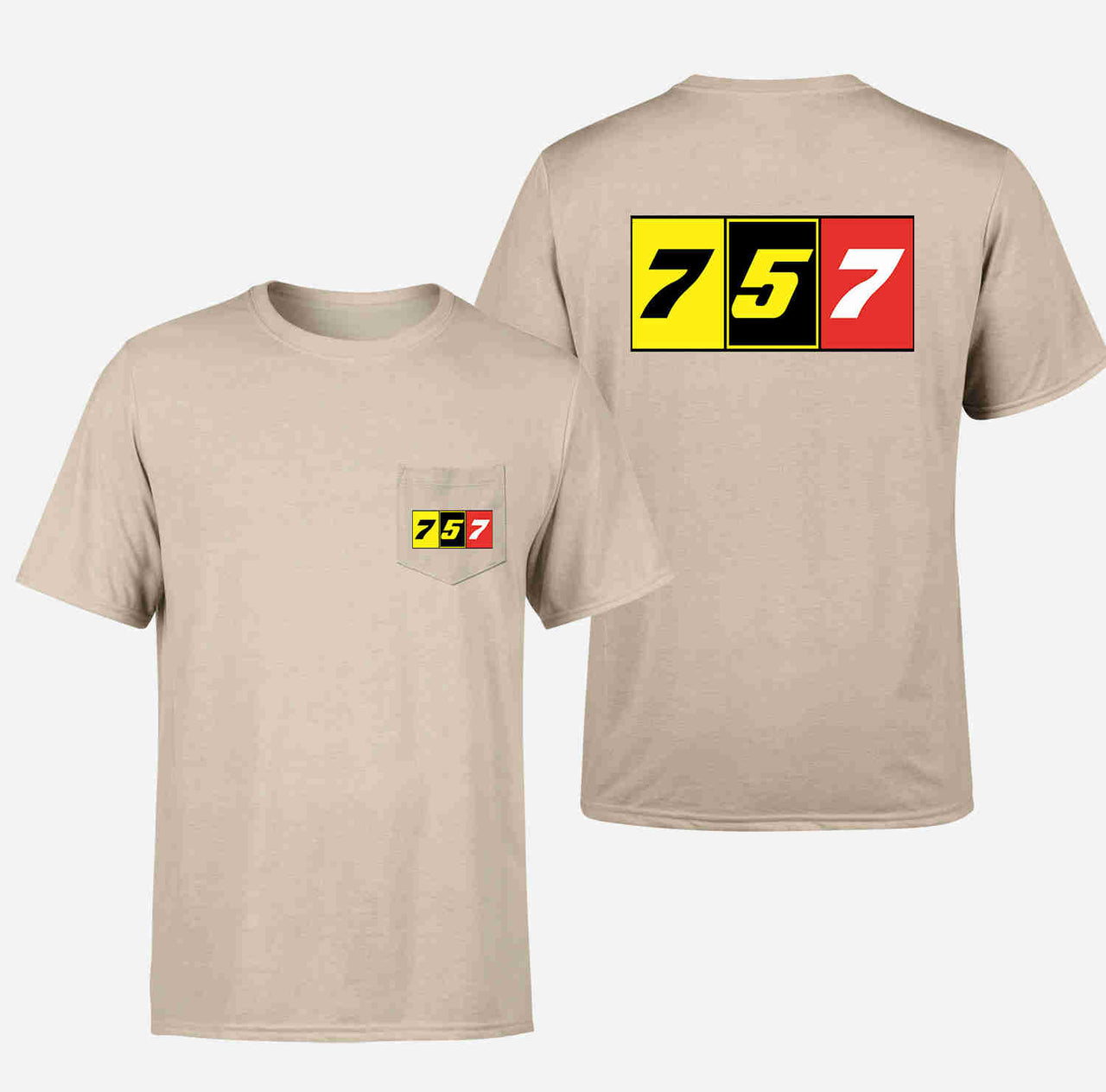 Flat Colourful 757 Designed Pocket T-Shirts