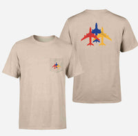 Thumbnail for Colourful 3 Airplanes Designed Pocket T-Shirts