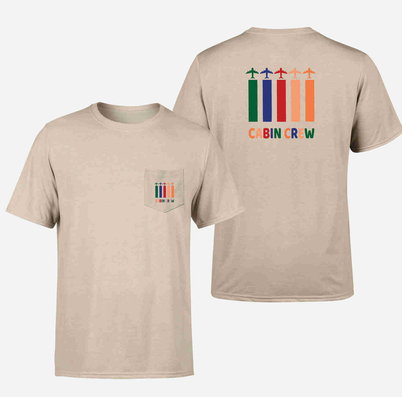 Colourful Cabin Crew Designed Pocket T-Shirts