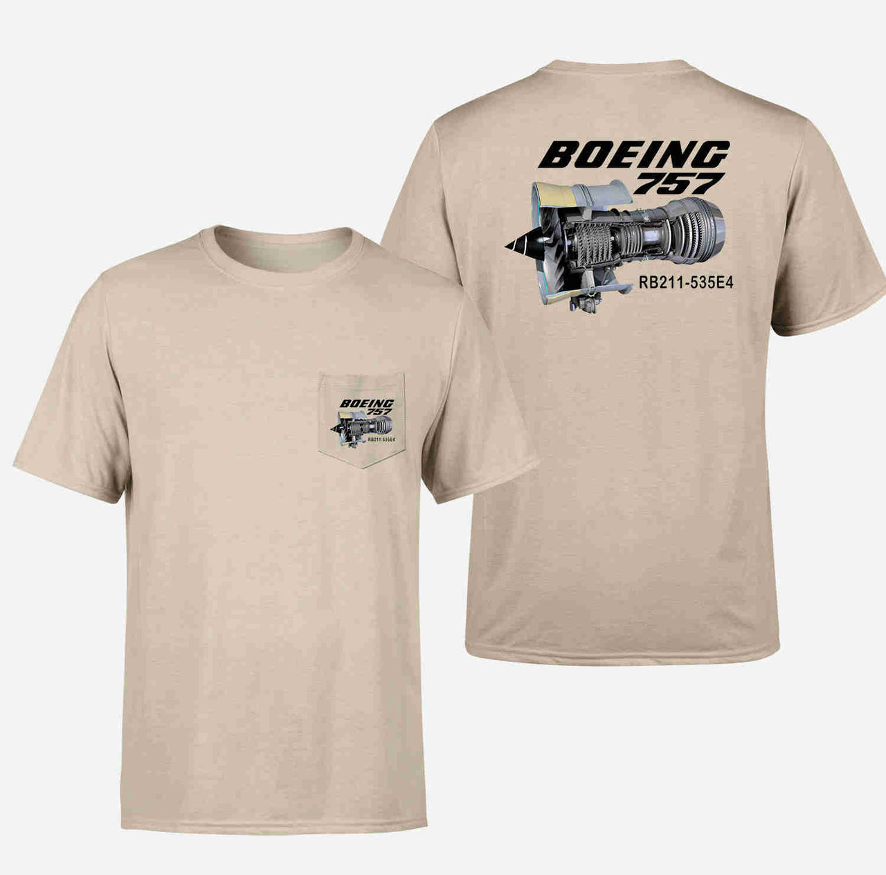 Boeing 757 & Rolls Royce Engine (RB211) Designed Pocket T-Shirts