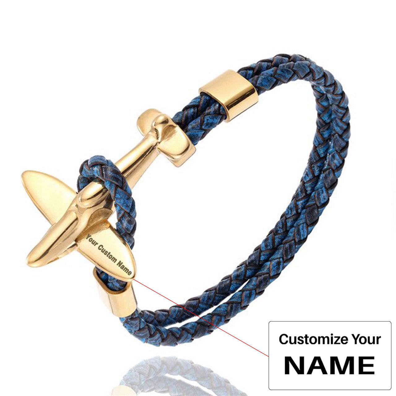 Small Airplane Designed Leather Bracelets