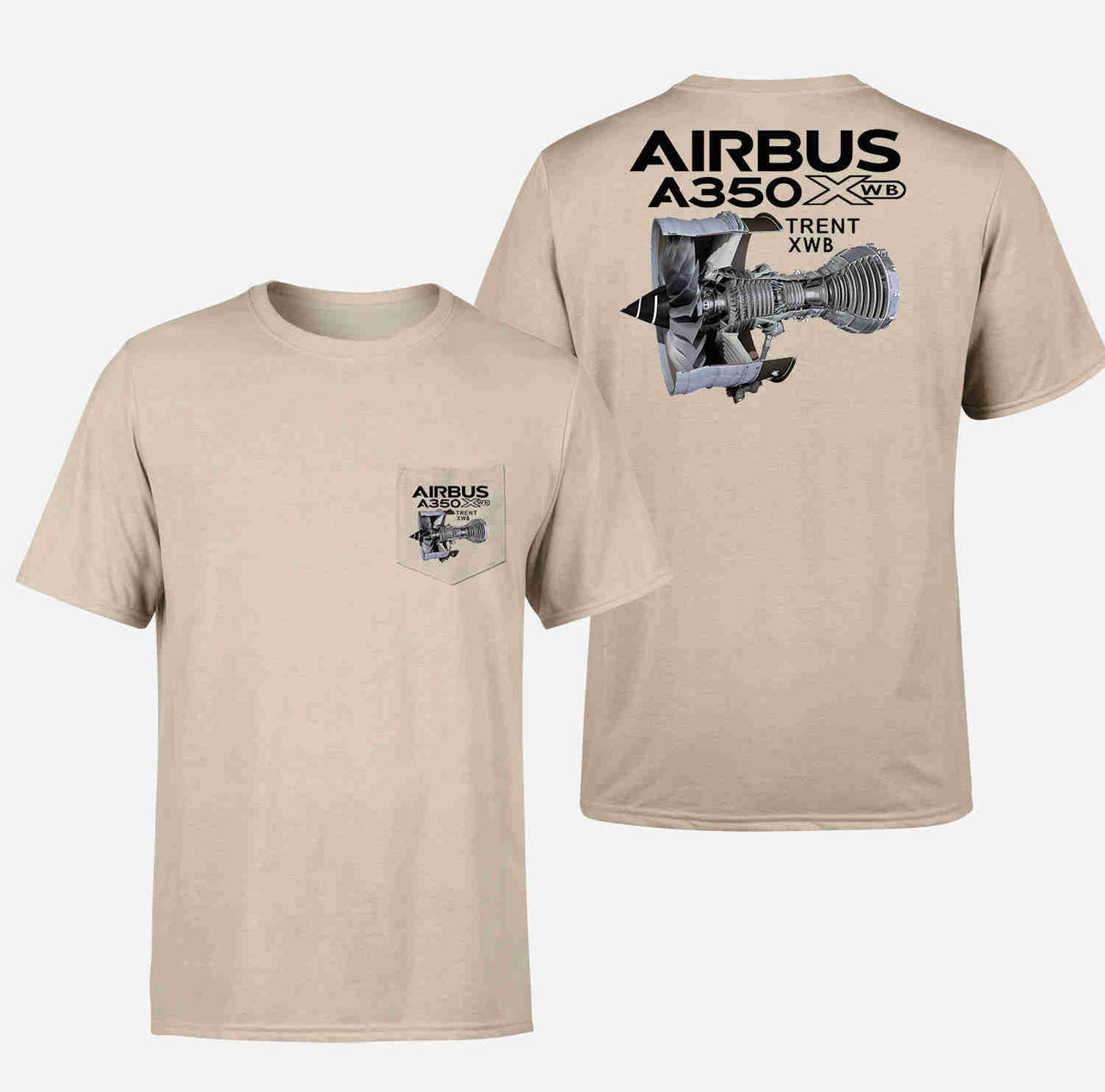 Airbus A350 & Trent Wxb Engine Designed Pocket T-Shirts