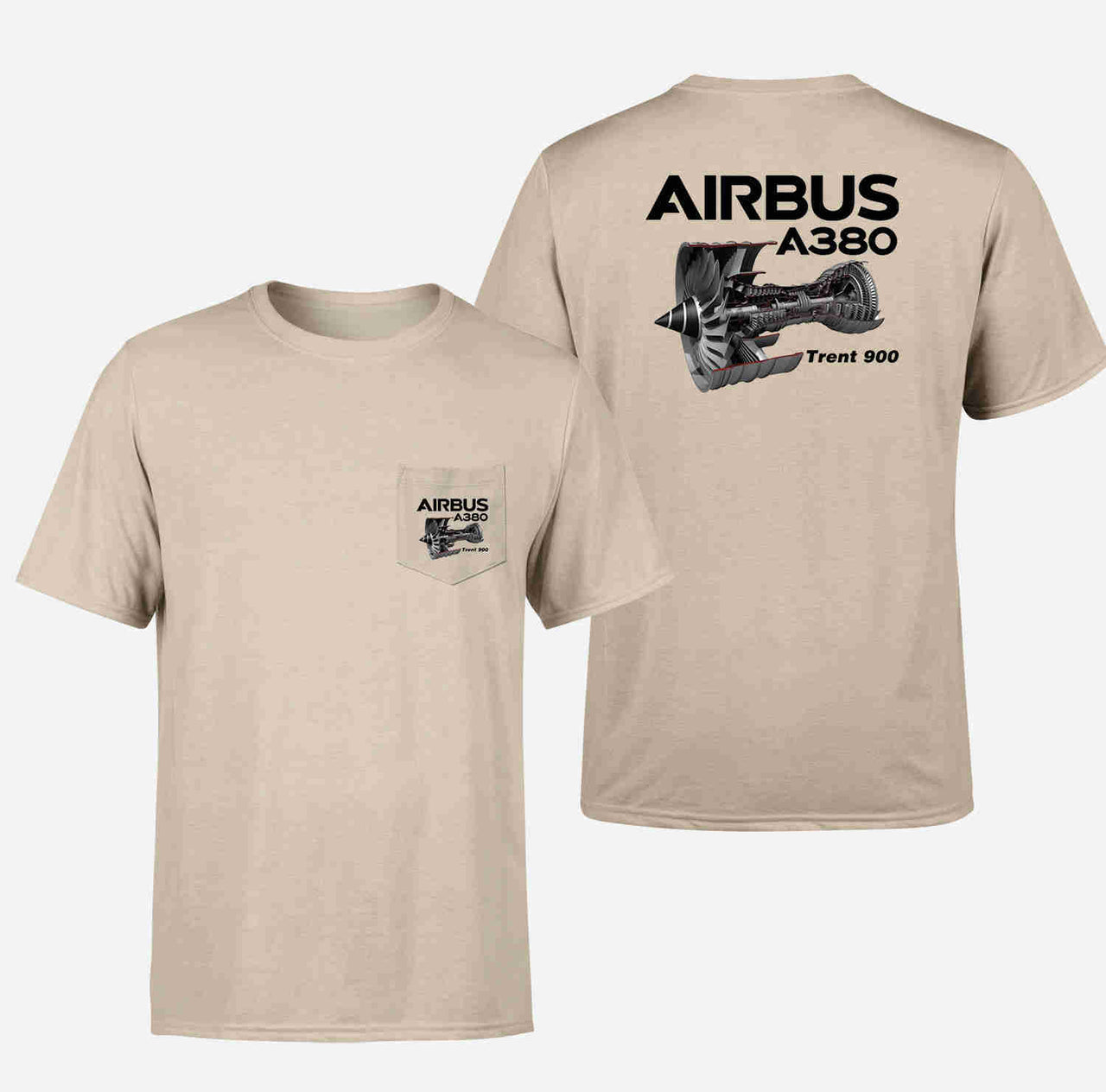 Airbus A380 & Trent 900 Engine Designed Pocket T-Shirts