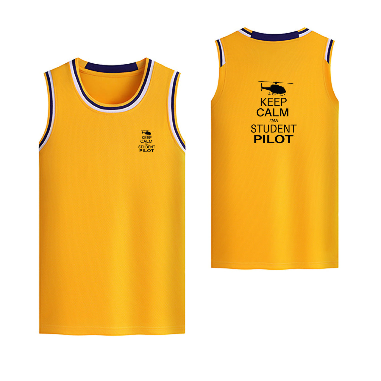 Student Pilot (Helicopter) Designed Basketball Style Sports Tank Tops