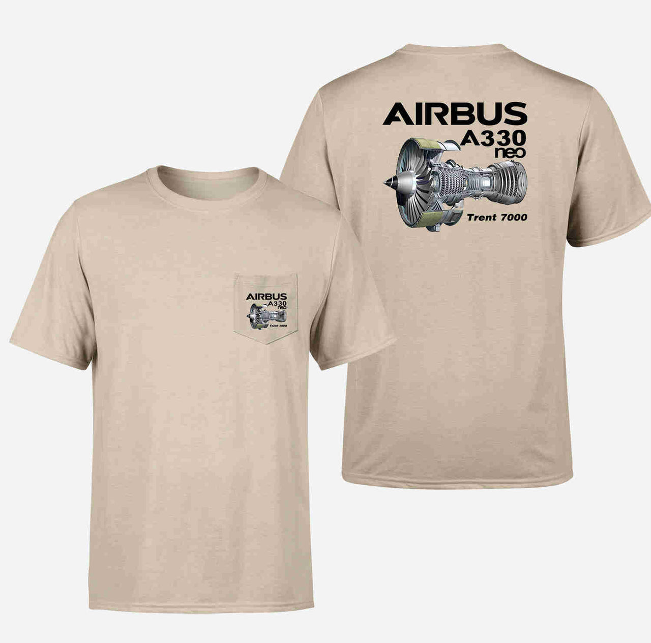 Airbus A330neo & Trent 7000 Designed Pocket T-Shirts