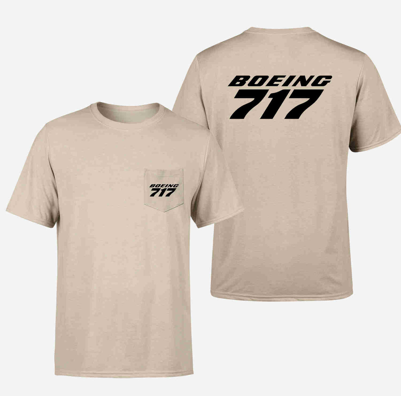 Boeing 717 & Text Designed Pocket T-Shirts