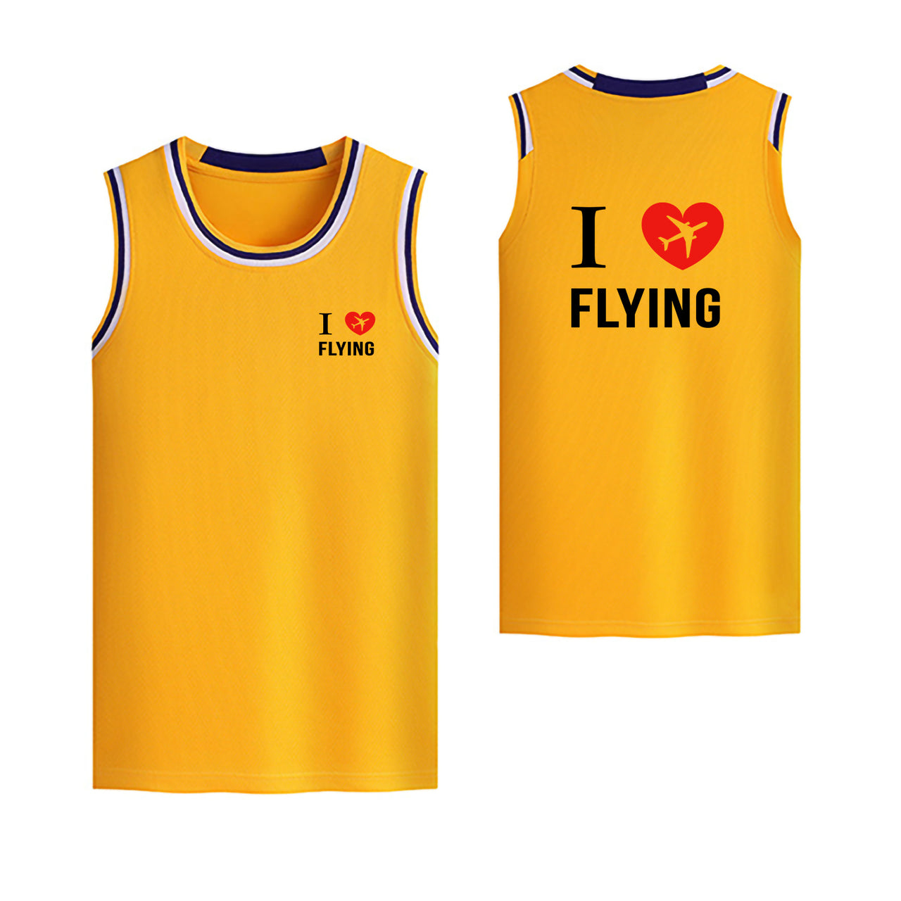 I Love Flying Designed Basketball Style Sports Tank Tops