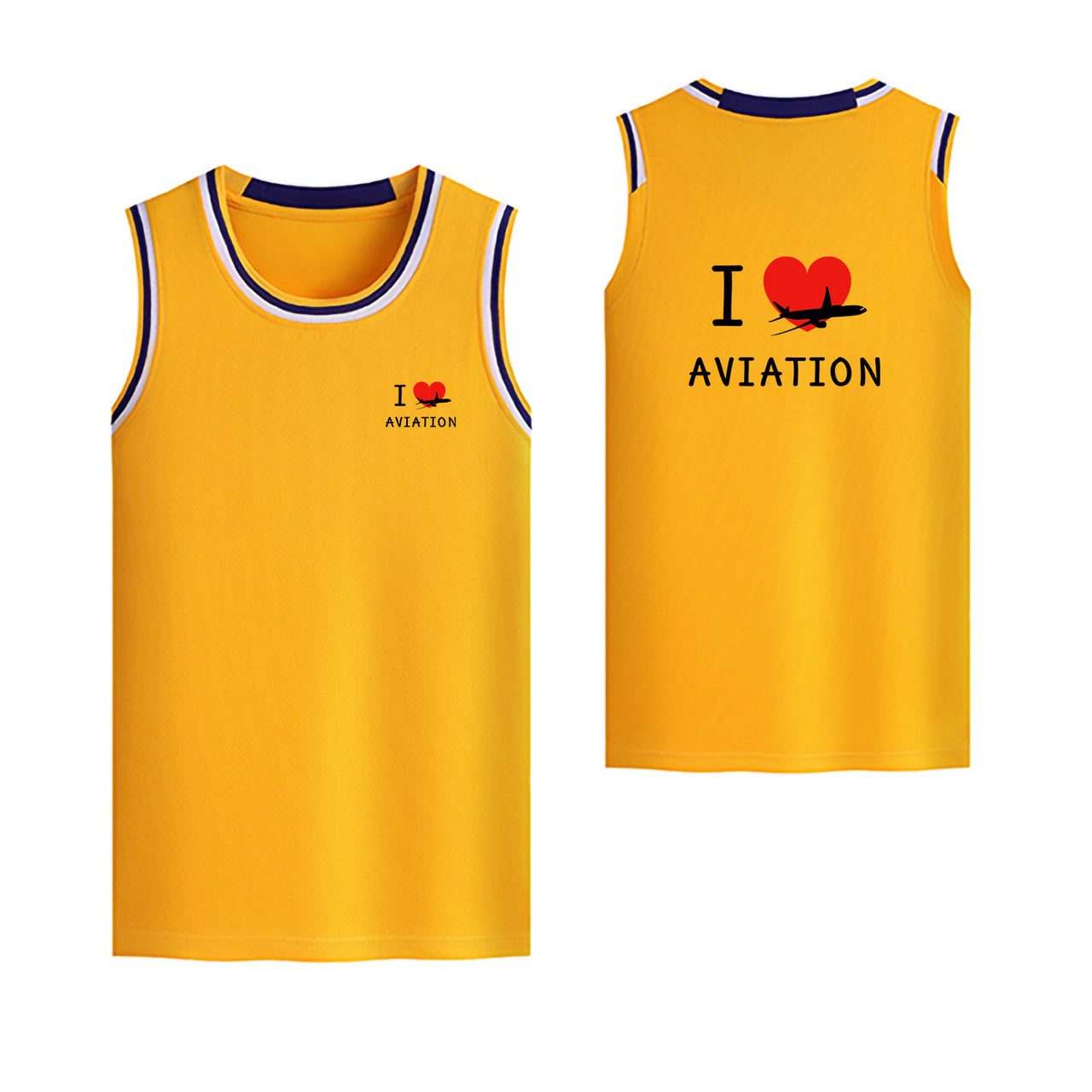 I Love Aviation Designed Basketball Style Sports Tank Tops