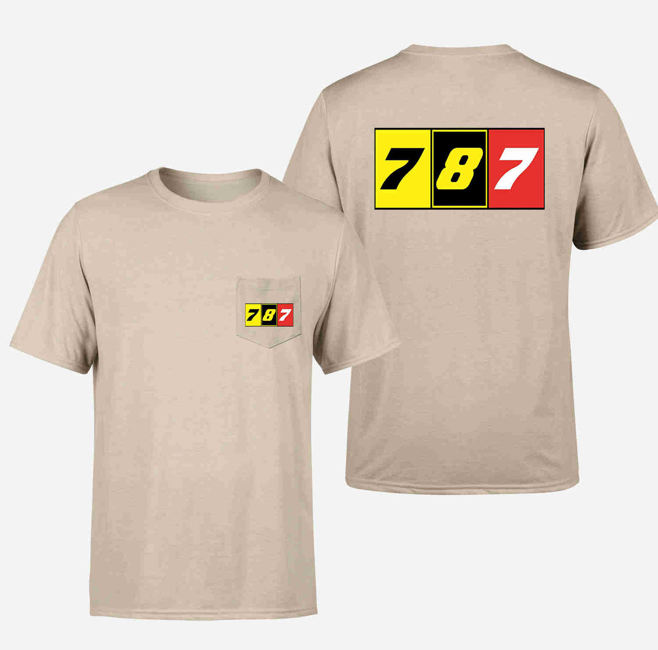 Flat Colourful 787 Designed Pocket T-Shirts