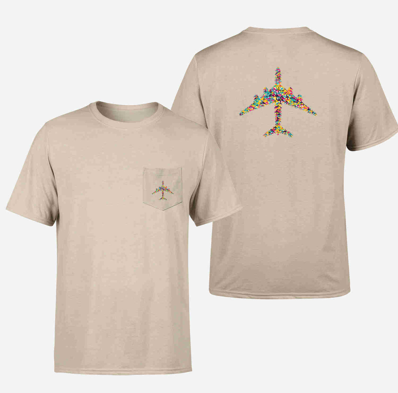 Colourful Airplane Designed Pocket T-Shirts