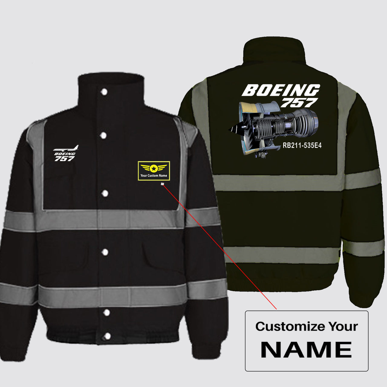 Boeing 757 & Rolls Royce Engine (RB211) Designed Reflective Winter Jackets