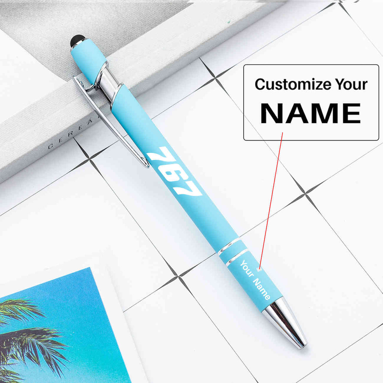 767 Flat Text Designed Ballpens Capacitive Screen Touch Pens