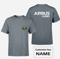 Thumbnail for Airbus A380 & Text Designed Pocket T-Shirts