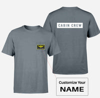 Thumbnail for Cabin Crew Text Designed Pocket T-Shirts