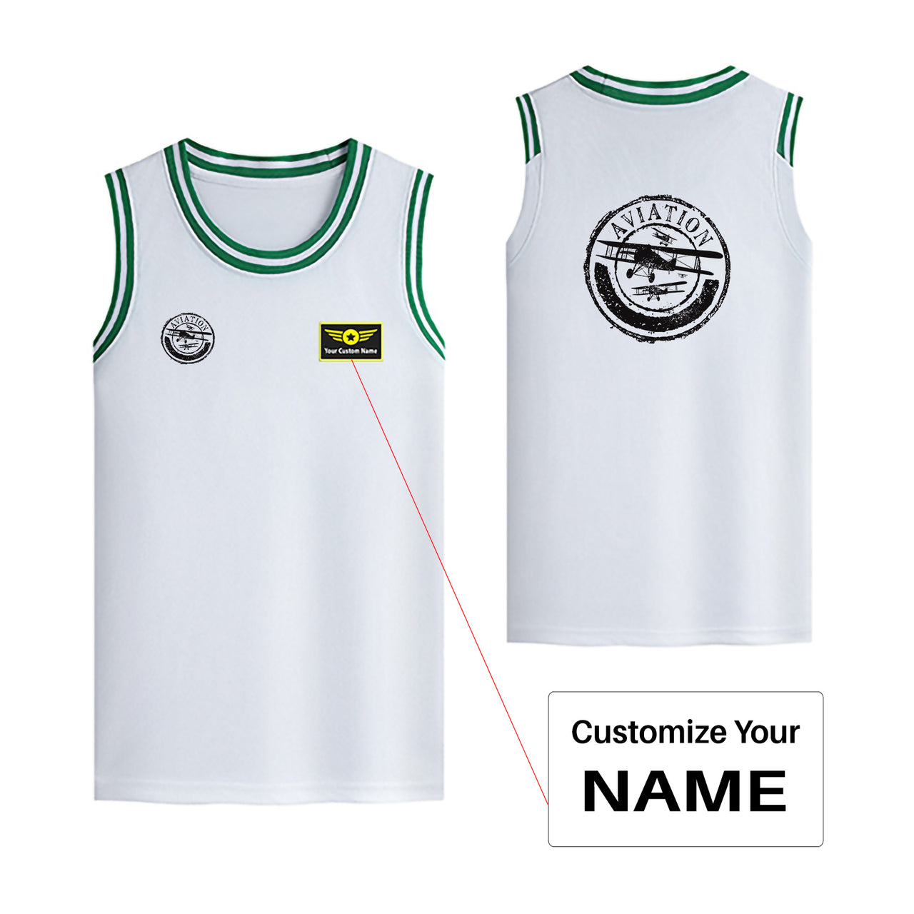 Aviation Lovers Designed Basketball Style Sports Tank Tops