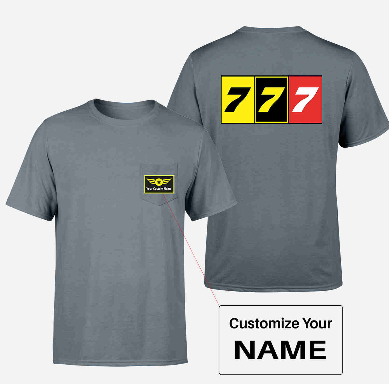 Flat Colourful 777 Designed Pocket T-Shirts