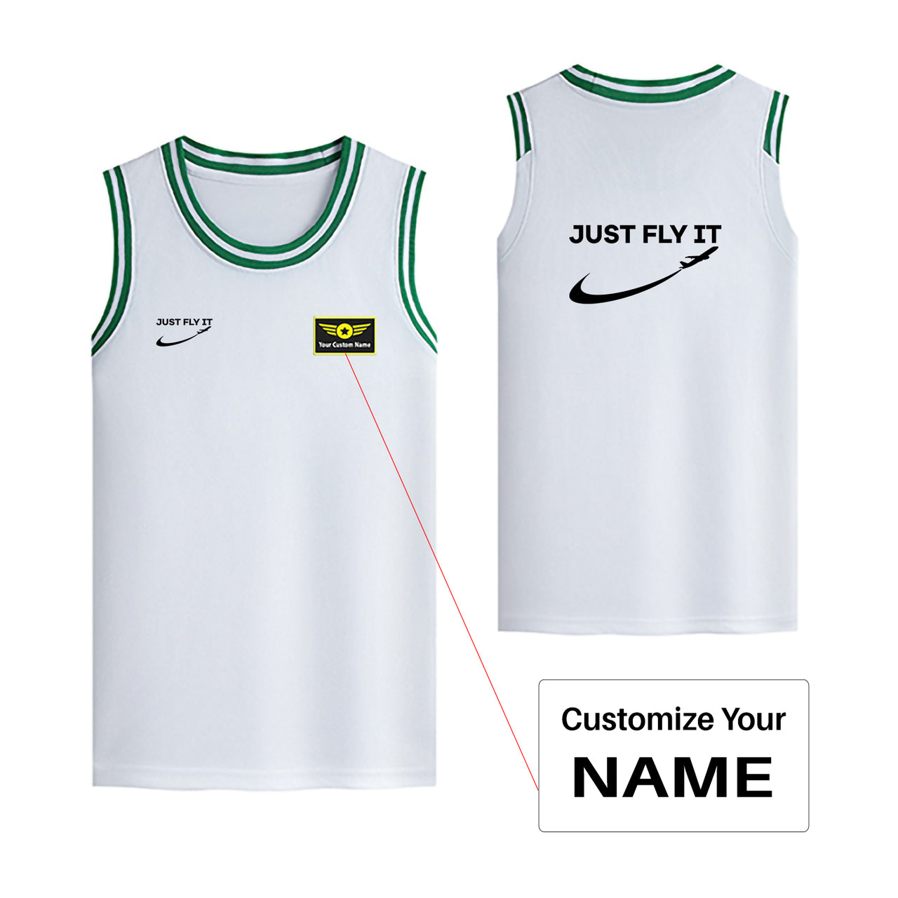 Just Fly It 2 Designed Basketball Style Sports Tank Tops