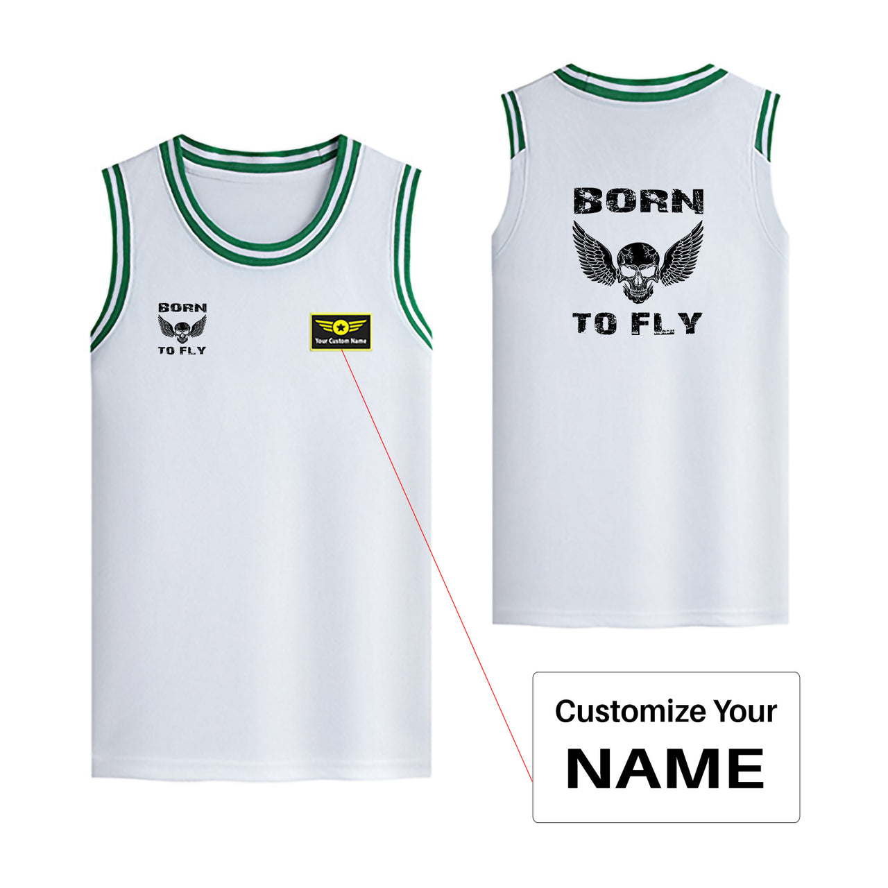 Born To Fly SKELETON Designed Basketball Style Sports Tank Tops