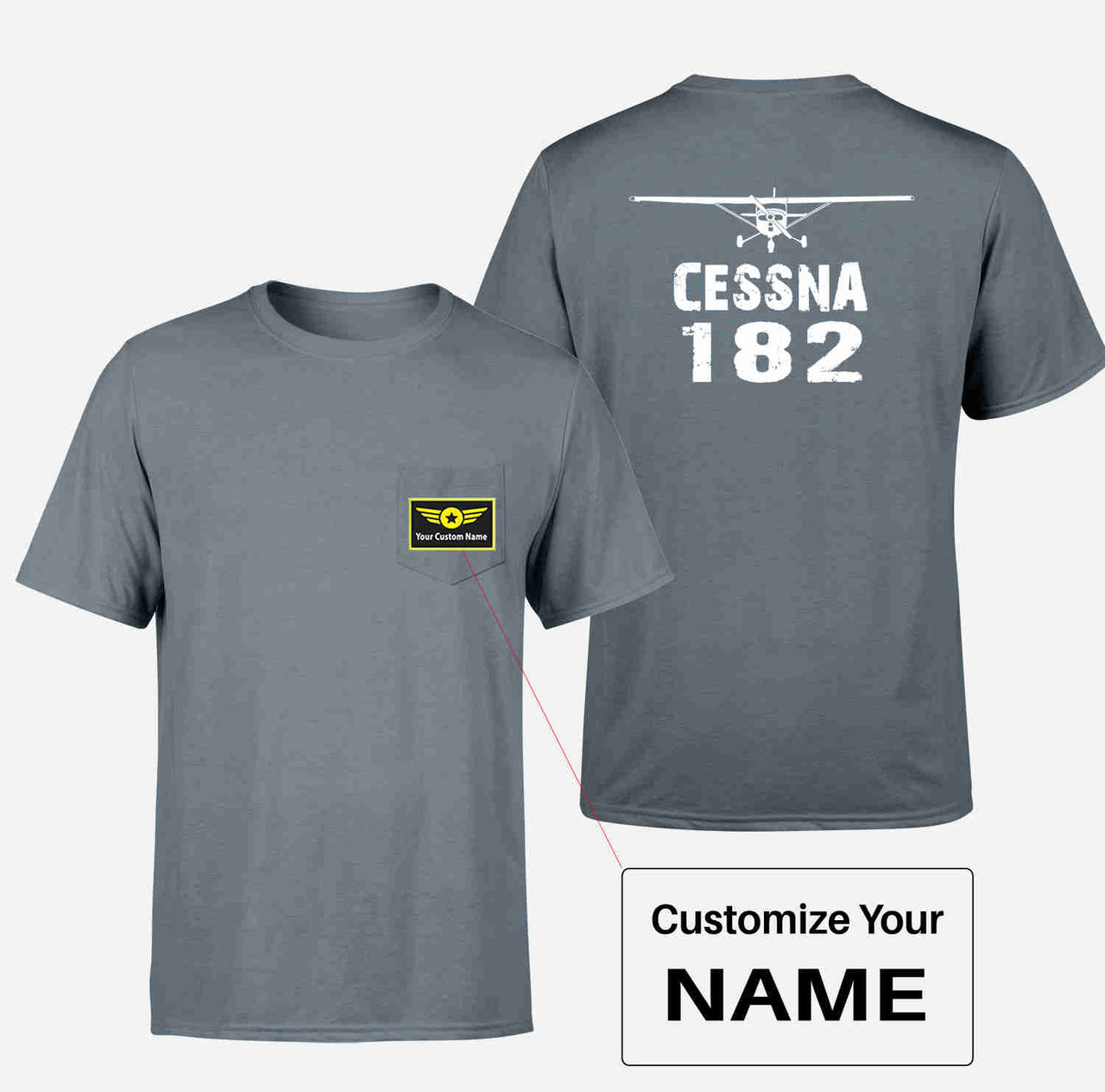 Cessna 182 & Plane Designed Pocket T-Shirts