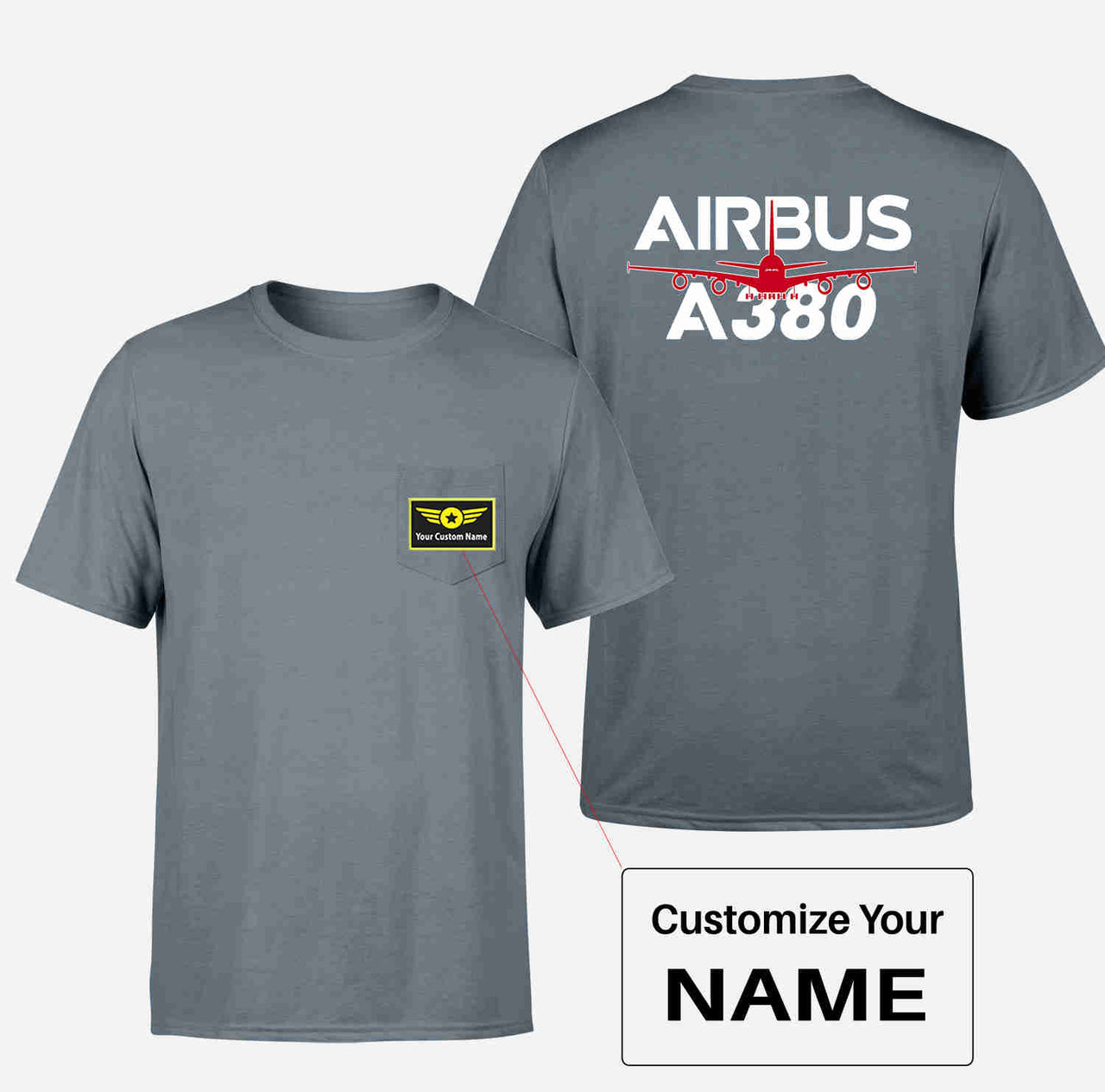 Amazing Airbus A380 Designed Pocket T-Shirts