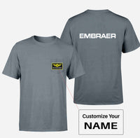 Thumbnail for Embraer & Text Designed Pocket T-Shirts