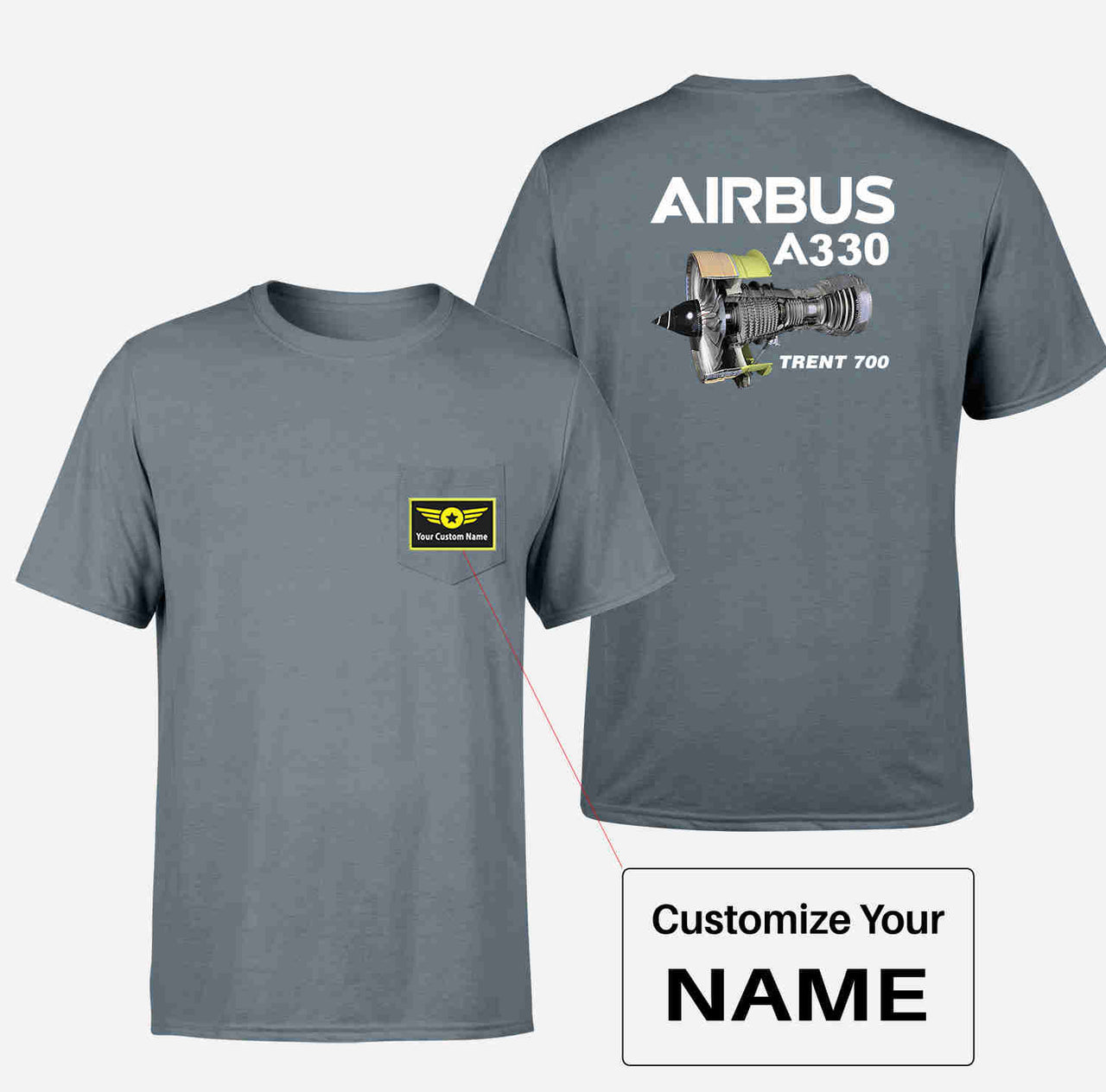 Airbus A330 & Trent 700 Engine Designed Pocket T-Shirts