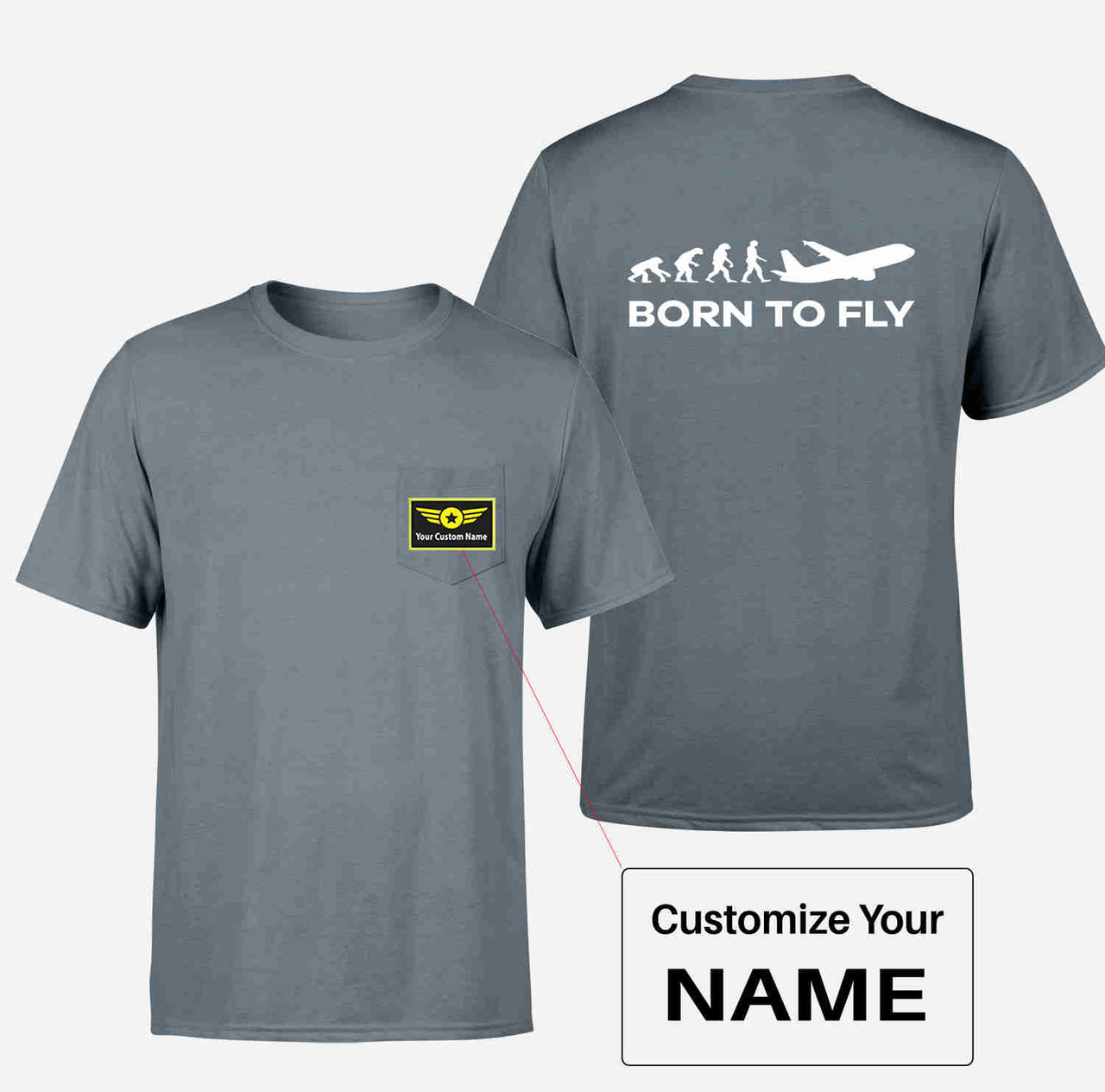 Born To Fly Designed Pocket T-Shirts