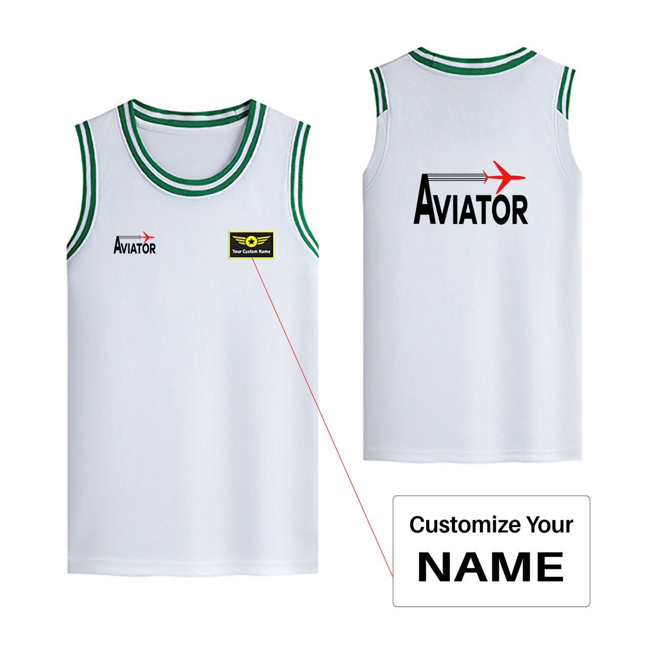 Aviator Designed Basketball Style Sports Tank Tops