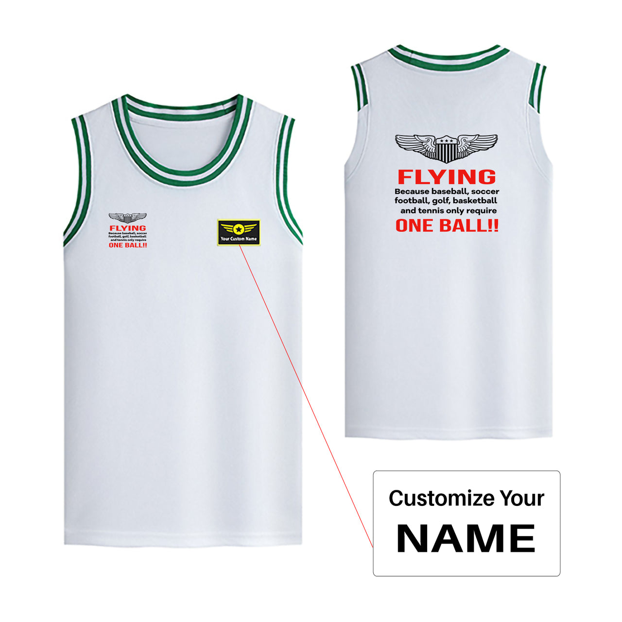 Flying One Ball Designed Basketball Style Sports Tank Tops