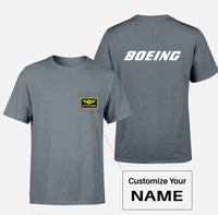 Thumbnail for Boeing & Text Designed Pocket T-Shirts