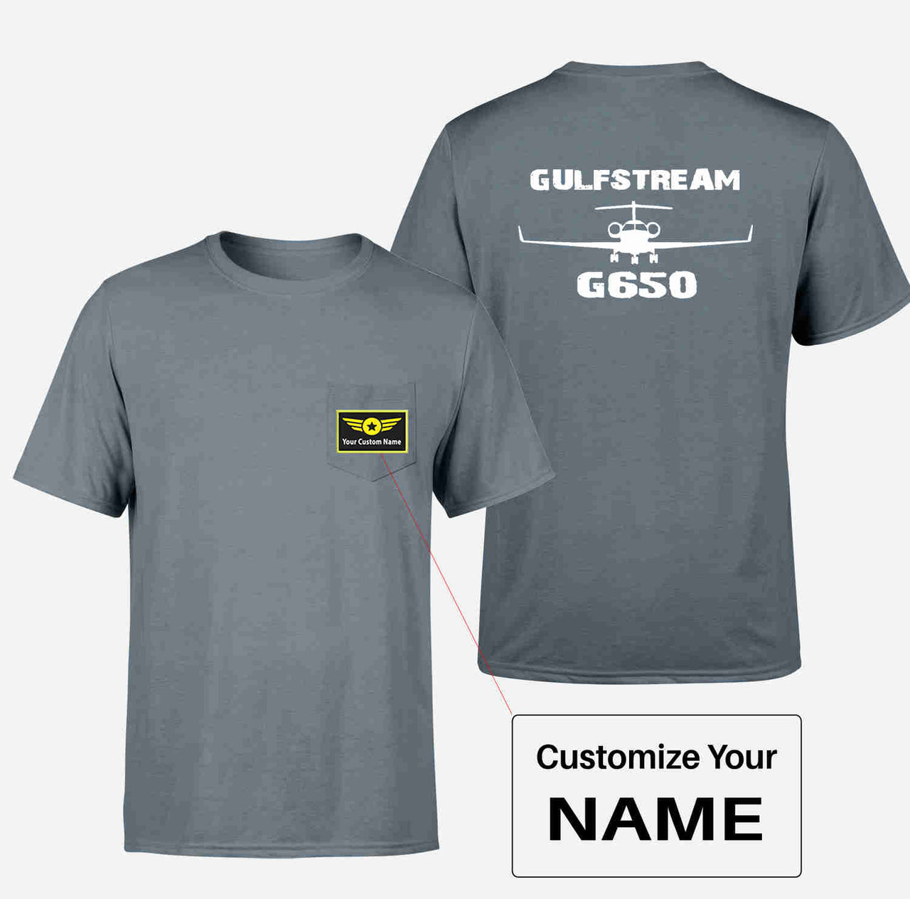 Gulfstream G650 & Plane Designed Pocket T-Shirts