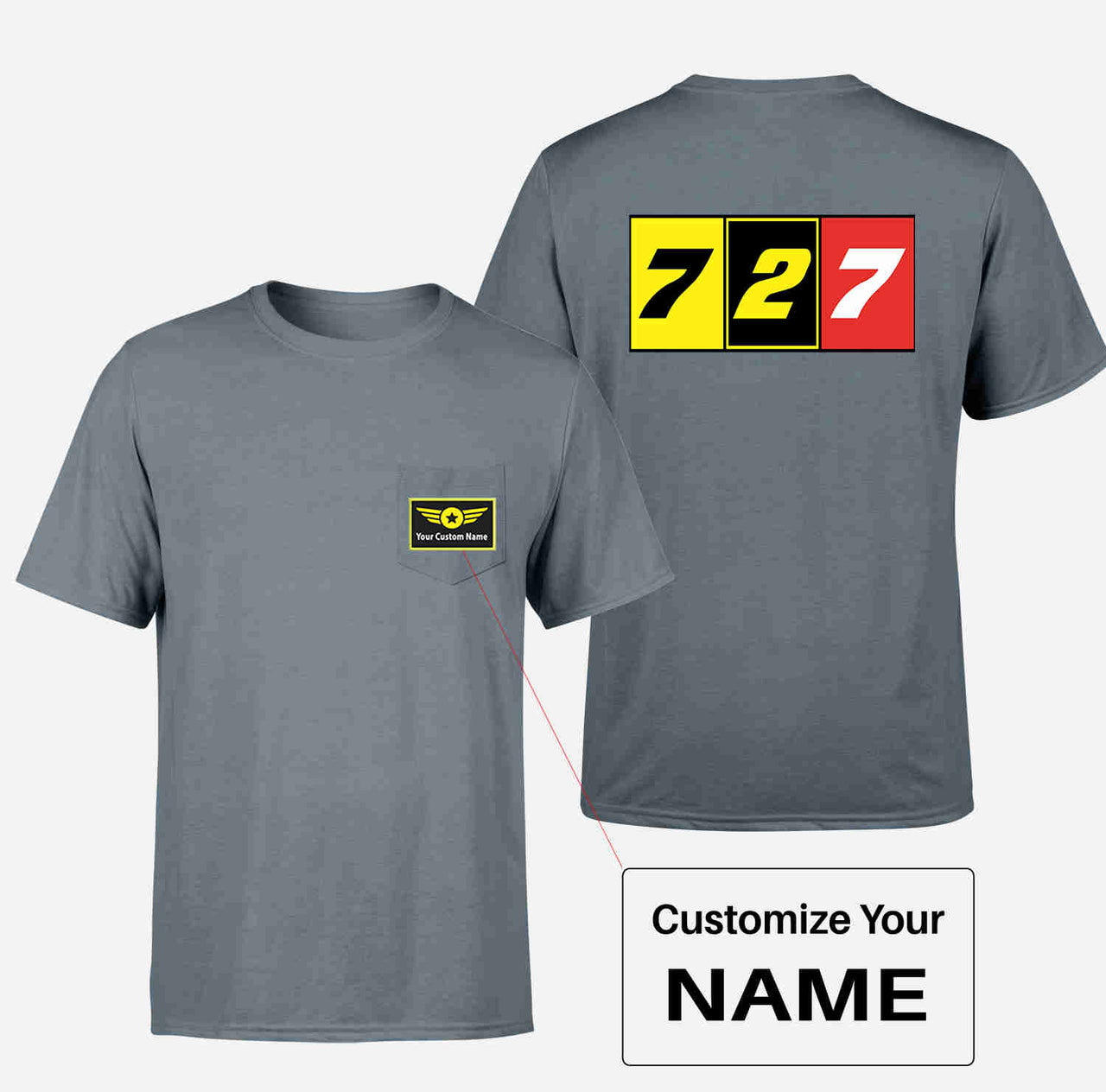 Flat Colourful 727 Designed Pocket T-Shirts