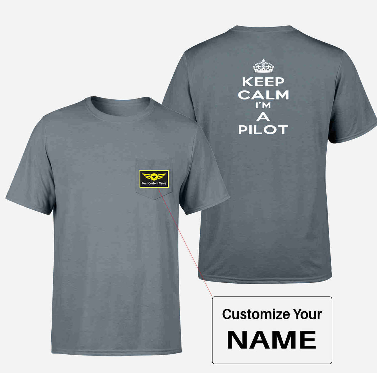 Keep Calm I'm a Pilot Designed Pocket T-Shirts