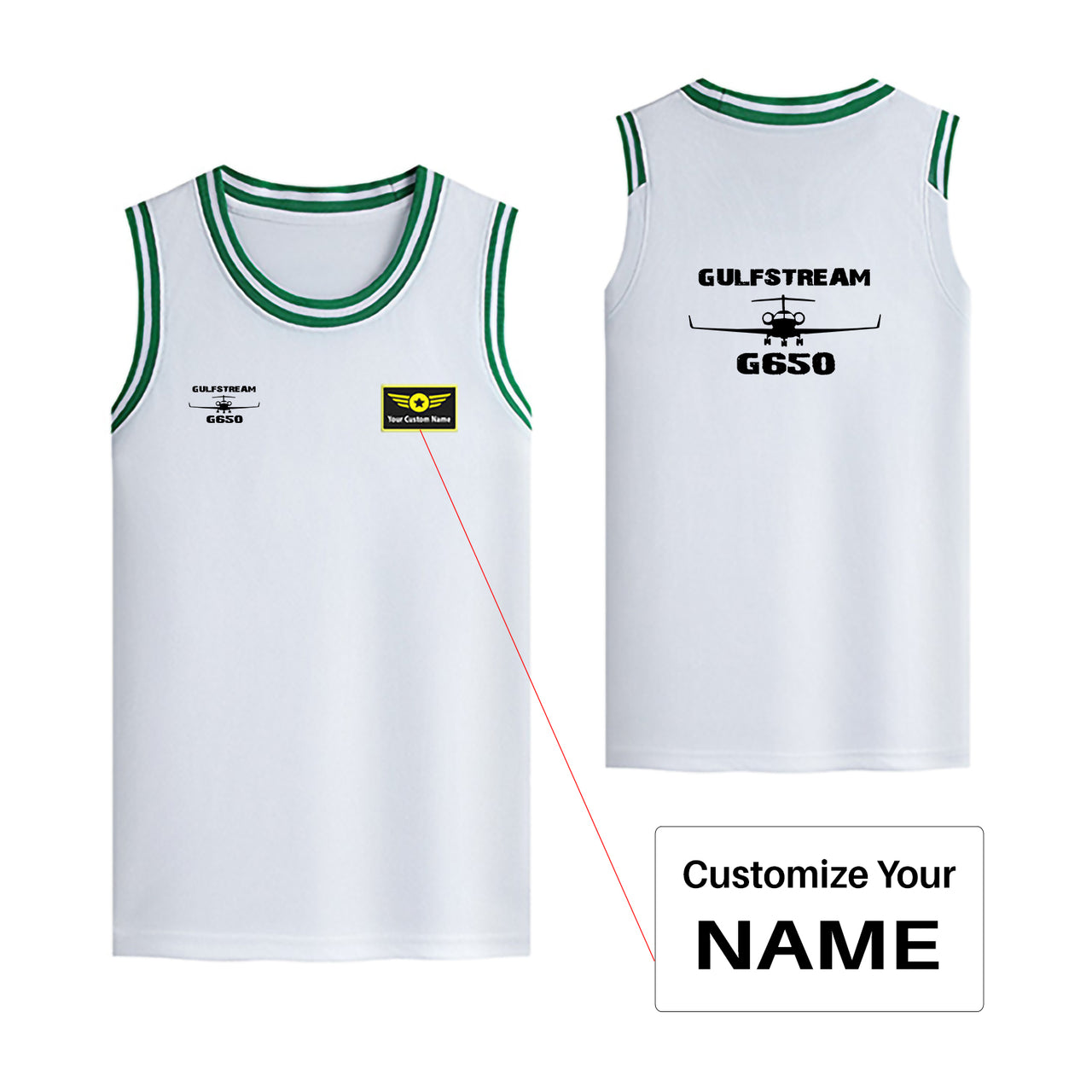 Gulfstream G650 & Plane Designed Basketball Style Sports Tank Tops