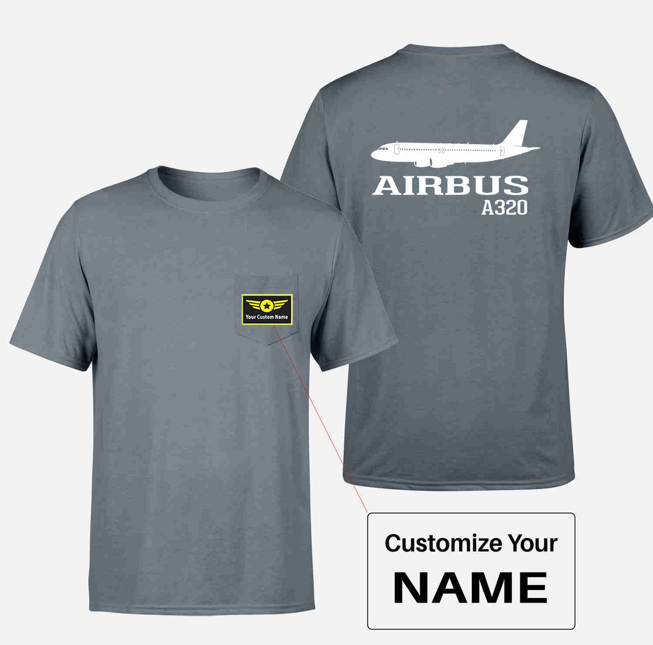 Airbus A320 Printed Designed Pocket T-Shirts