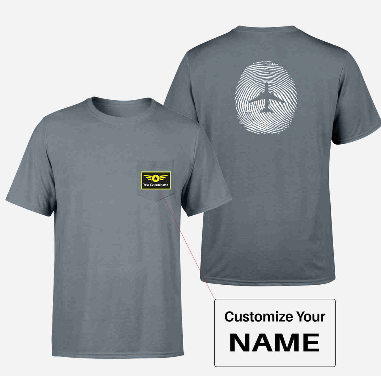 Aviation Finger Print Designed Pocket T-Shirts