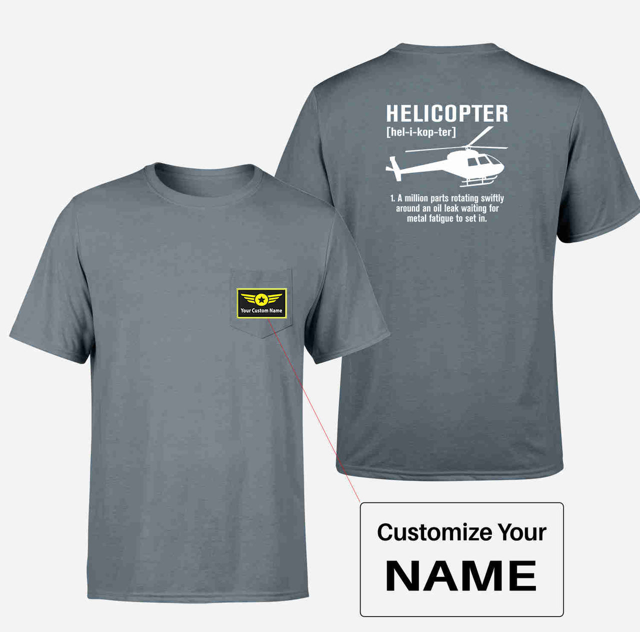 Helicopter [Noun] Designed Pocket T-Shirts