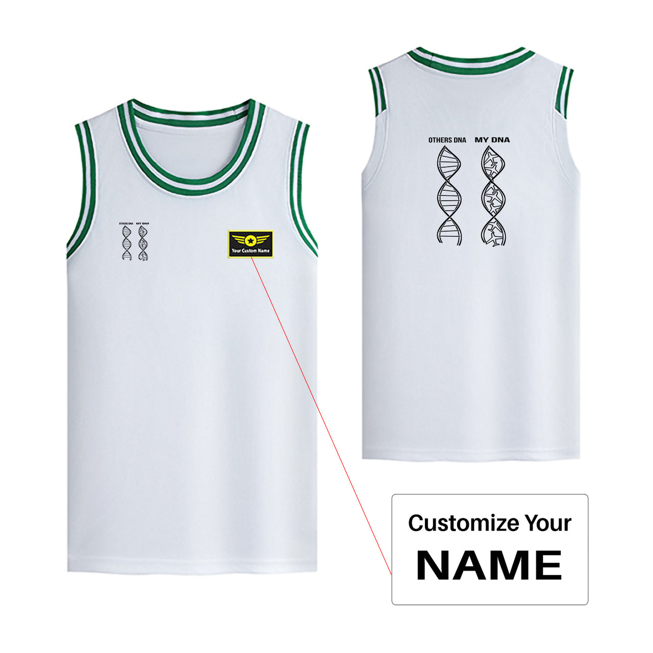 Aviation DNA Designed Basketball Style Sports Tank Tops