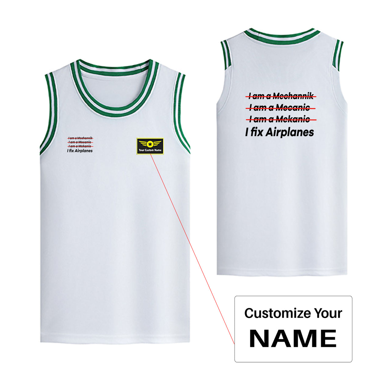 I Fix Airplanes Designed Basketball Style Sports Tank Tops