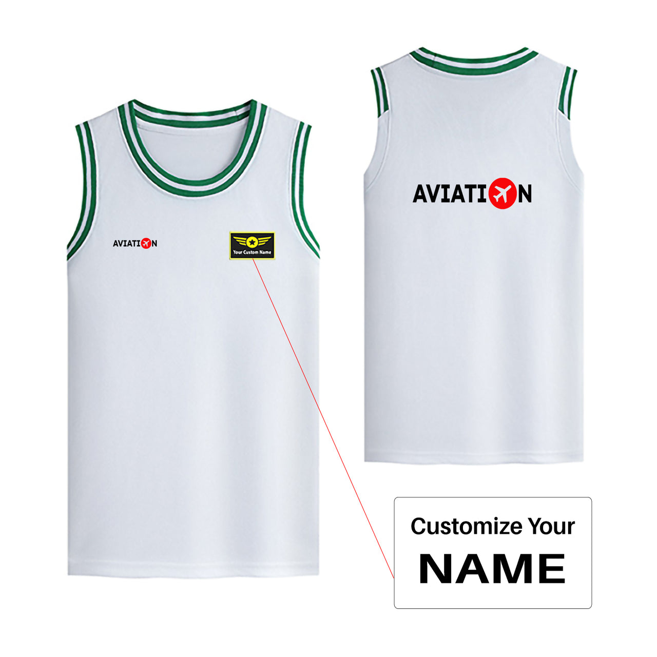 Aviation Designed Basketball Style Sports Tank Tops