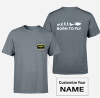 Thumbnail for Born To Fly Helicopter Designed Pocket T-Shirts