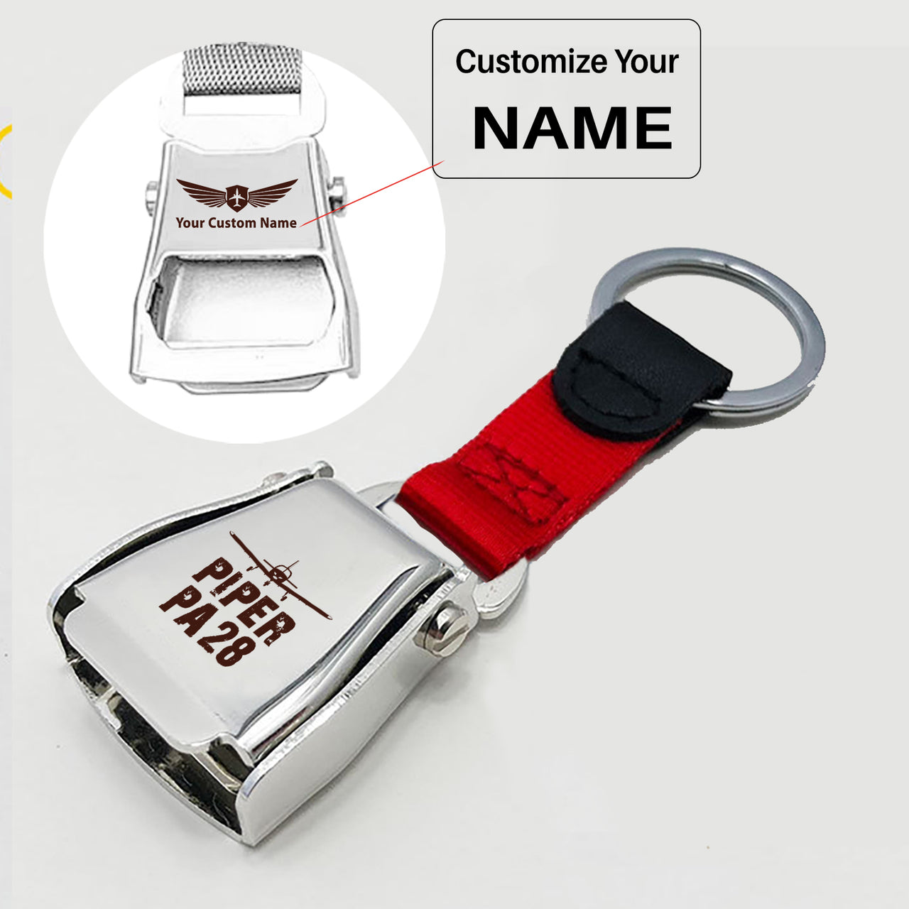 Piper PA28 & Plane Designed Airplane Seat Belt Key Chains