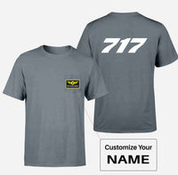 Thumbnail for 717 Flat Text Designed Pocket T-Shirts