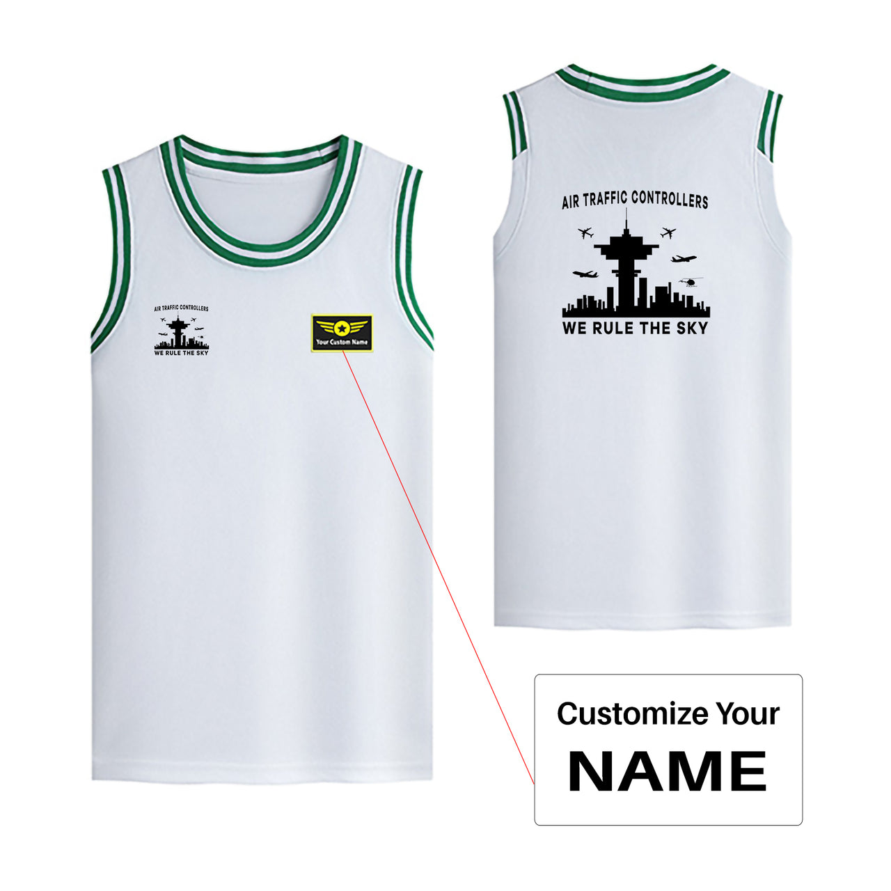 Air Traffic Controllers - We Rule The Sky Designed Basketball Style Sports Tank Tops