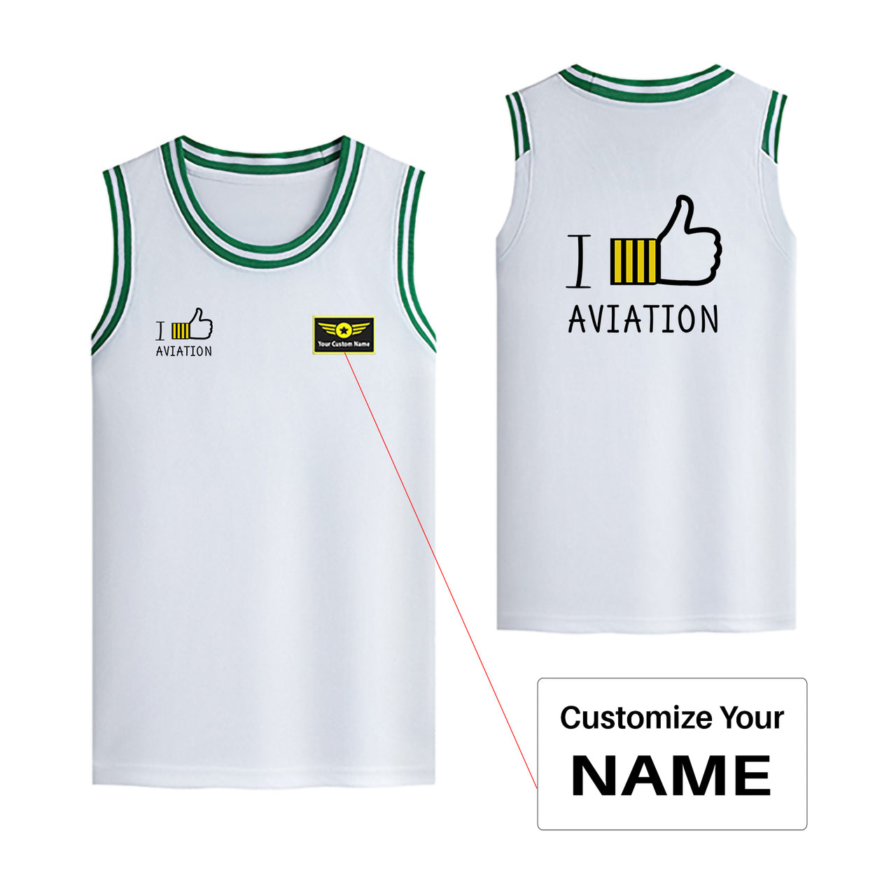 I Like Aviation Designed Basketball Style Sports Tank Tops